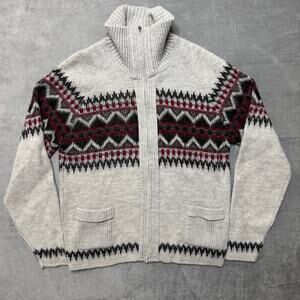 Vintage 70s Clipper Mist Men’s Large Sweater Cardigan Zip Pockets Southwest